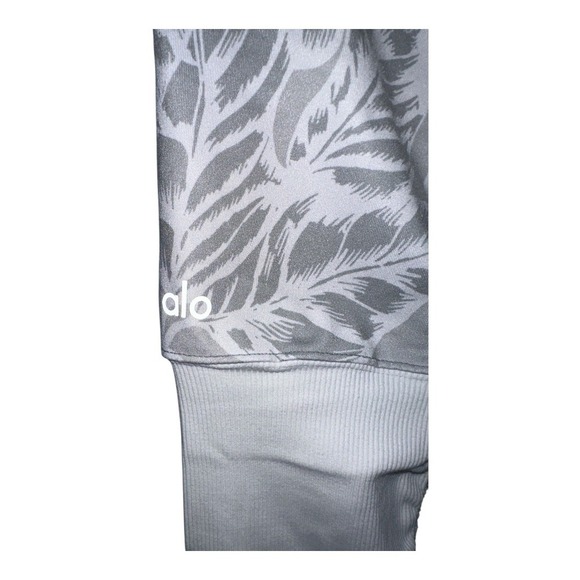 Alo White/Gray Palm Leaf Goddess Leggings, Small - Picture 6 of 10